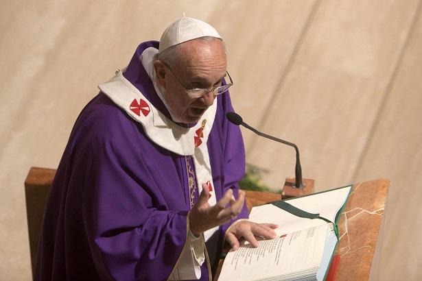 Pope Francis during a visit in a church in Rome