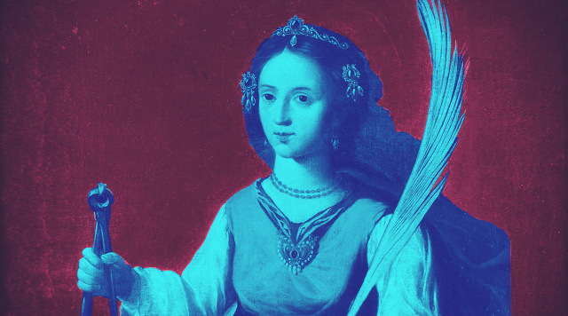 V0017334 St Apollonia. Oil painting by a follower of Francisco de Zur