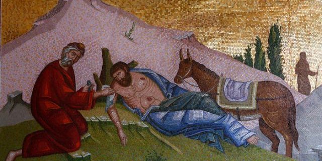 Kykkos monastery; Cyprus. Mosaic. Good Samaritan.