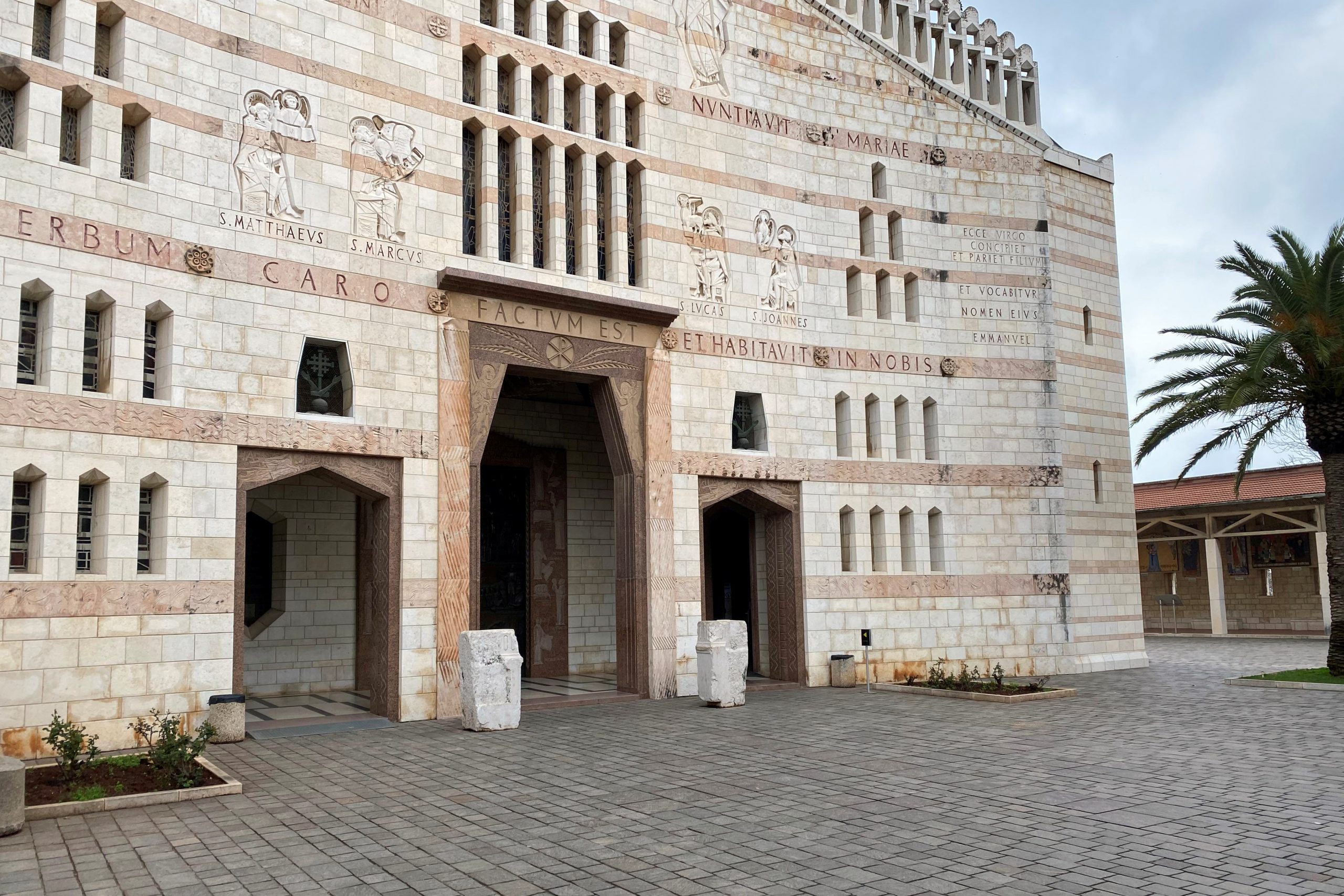 A general view shows the facade of the Basilica of the Annunciation in Nazareth, northern Israel