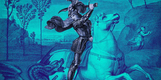 V0033463 Saint George. Engraving by N. de Larmessin after Raphael.