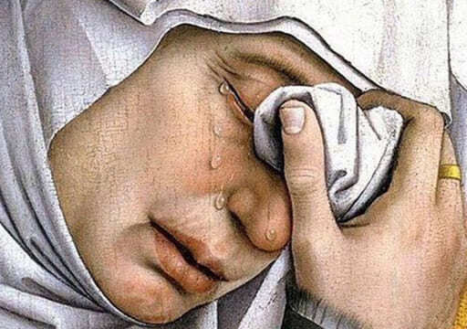 WEB3-MARY-OF-KLOPAS-PD Ilustração de Maria de Cleófas chorando.